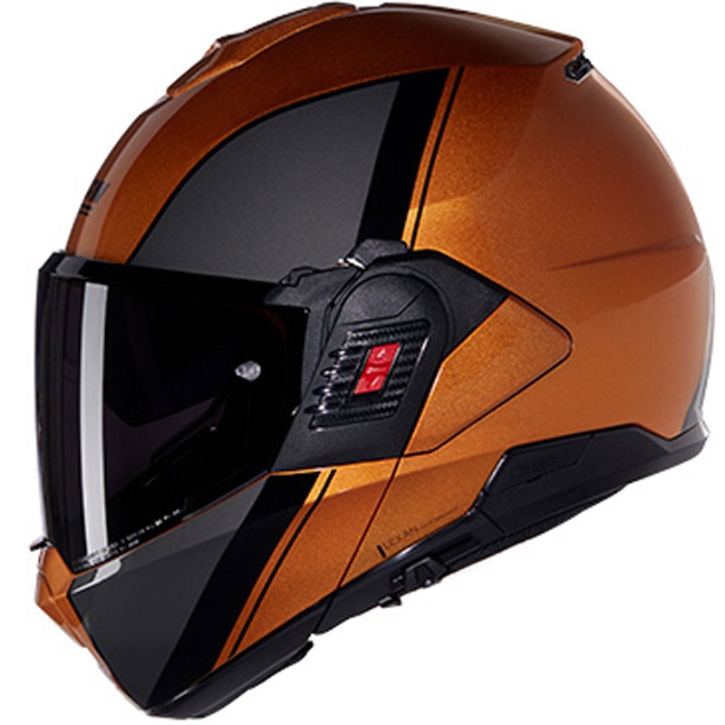 Casque moto modulable Nolan N120-1 Vernis spécial N-COM 342 ocre-noir