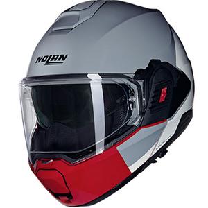 Casque moto modulable Nolan N120-1 Grafo N-COM 349 gris-blanc-rouge