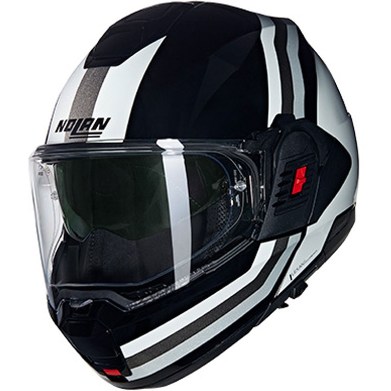 Casque moto modulable Nolan N120-1 Lineo N-COM 348 noir-blanc-argent