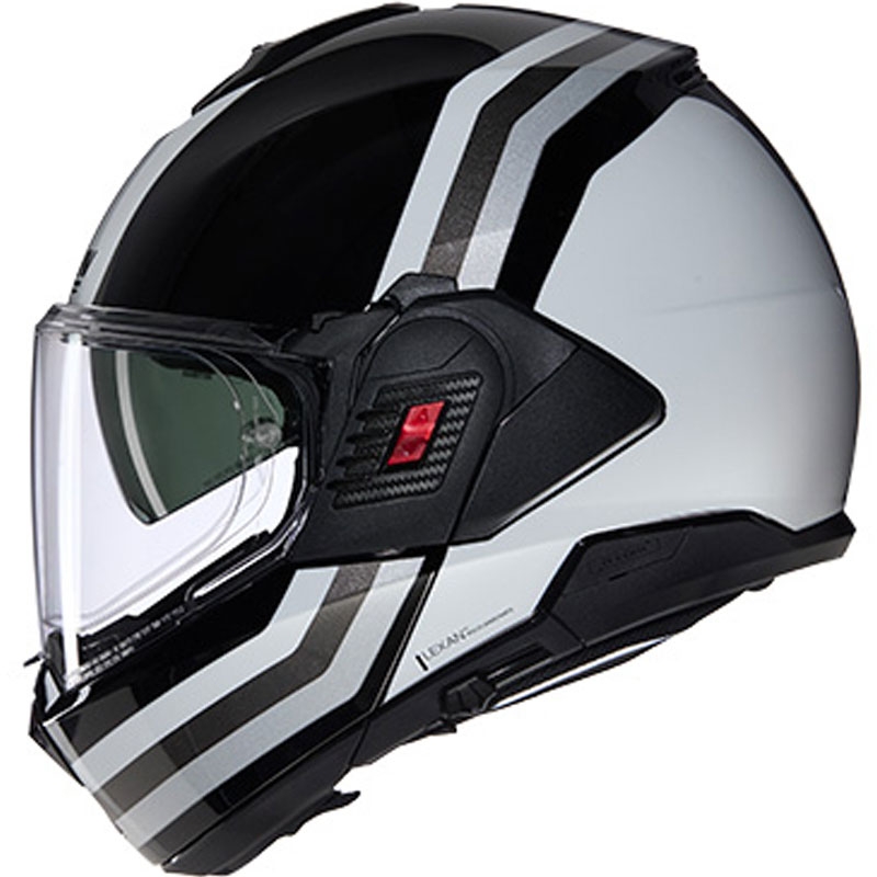 Casque moto modulable Nolan N120-1 Lineo N-COM 348 noir-blanc-argent
