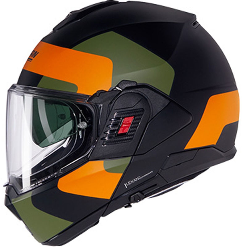 Casque de moto modulable Nolan N120-1 Omocromo N-COM 345 noir-orange-vert