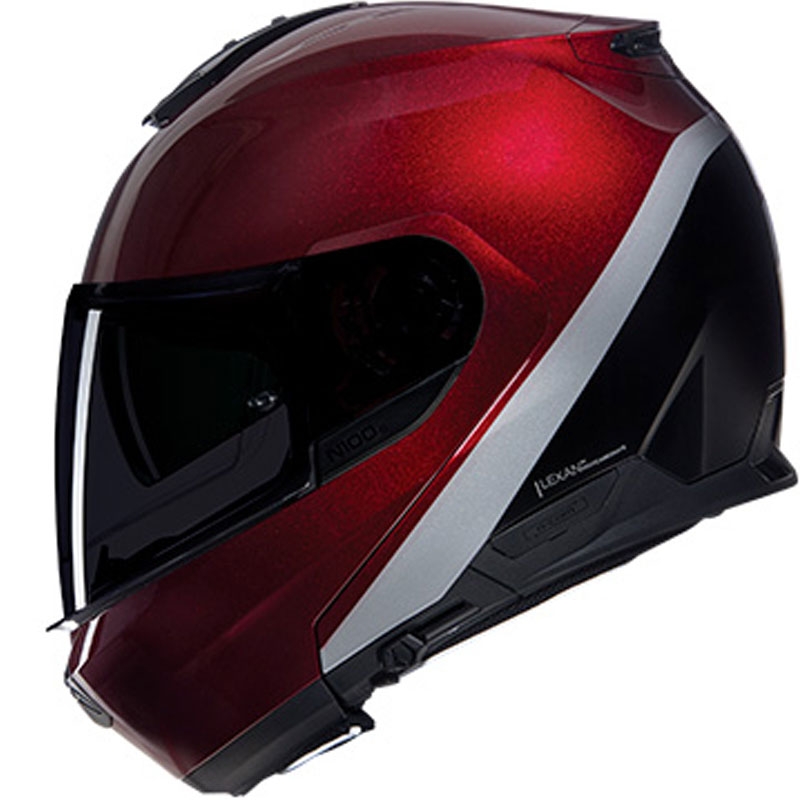 Casque moto modulable Nolan N100-6 Vernis spécial N-COM 341 rouge-noir