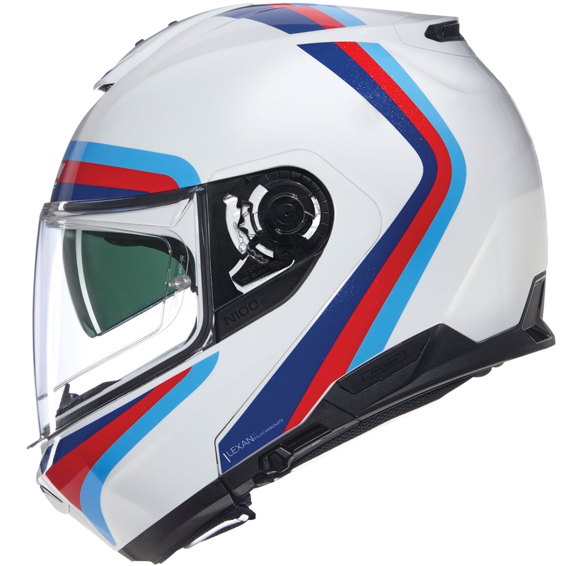 Casque moto modulable Nolan N100-6 Assoluto N-COM 347 blanc-rouge-bleu