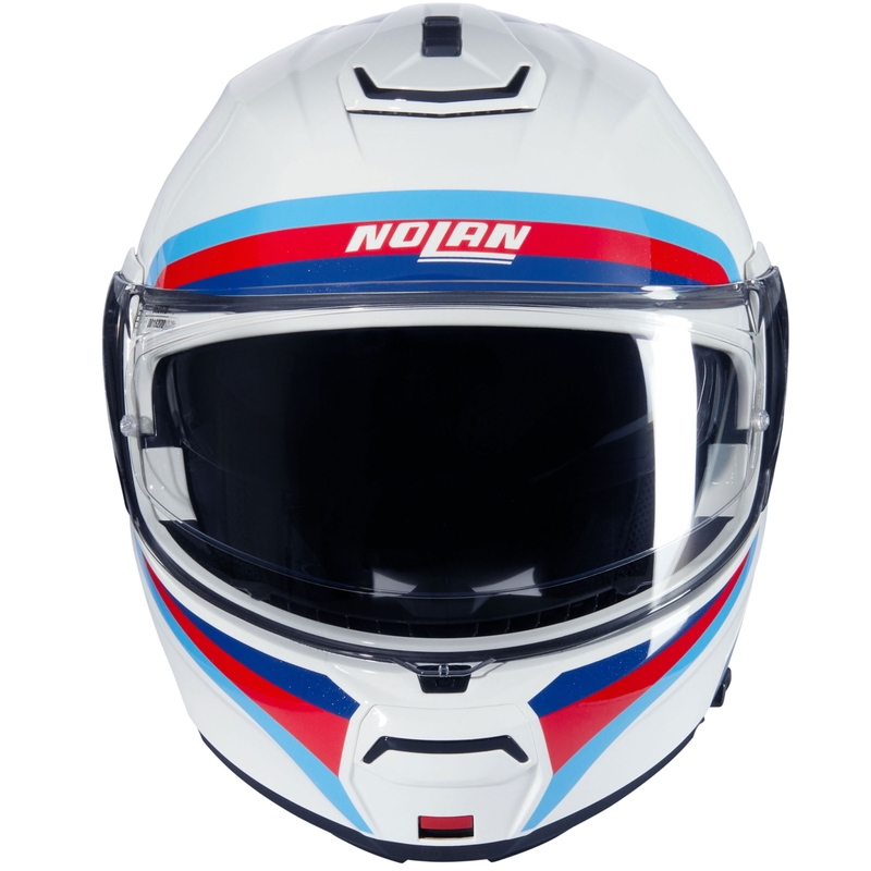 Casque moto modulable Nolan N100-6 Assoluto N-COM 347 blanc-rouge-bleu