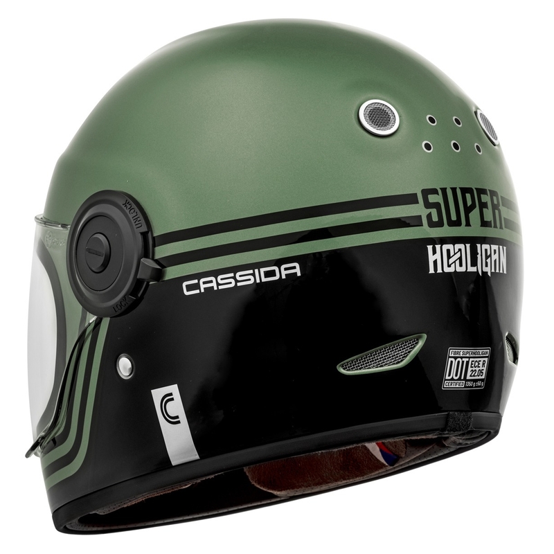 Casque moto intégral Cassida Fibre Super Hooligan noir-vert en promotion - II. Qualité