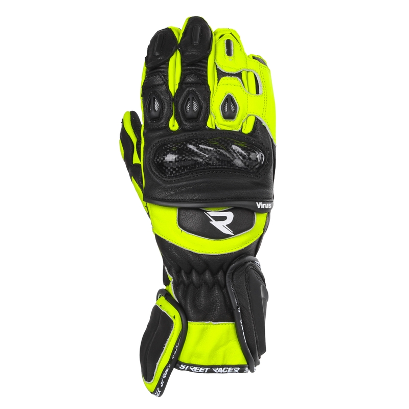 Gants moto Street Racer Virus 2 noir-jaune fluo - Qualité II - II. qualité