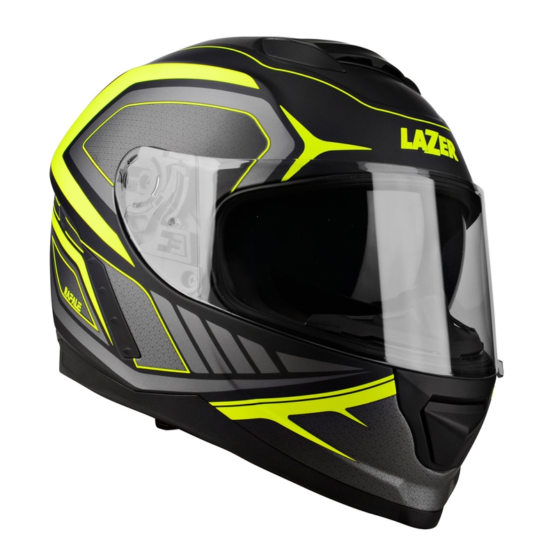Casque moto intégral Lazer Rafale Hexa noir-jaune fluo soldes