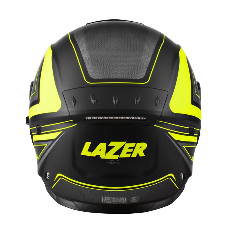 Casque moto intégral Lazer Rafale Hexa noir-jaune fluo soldes