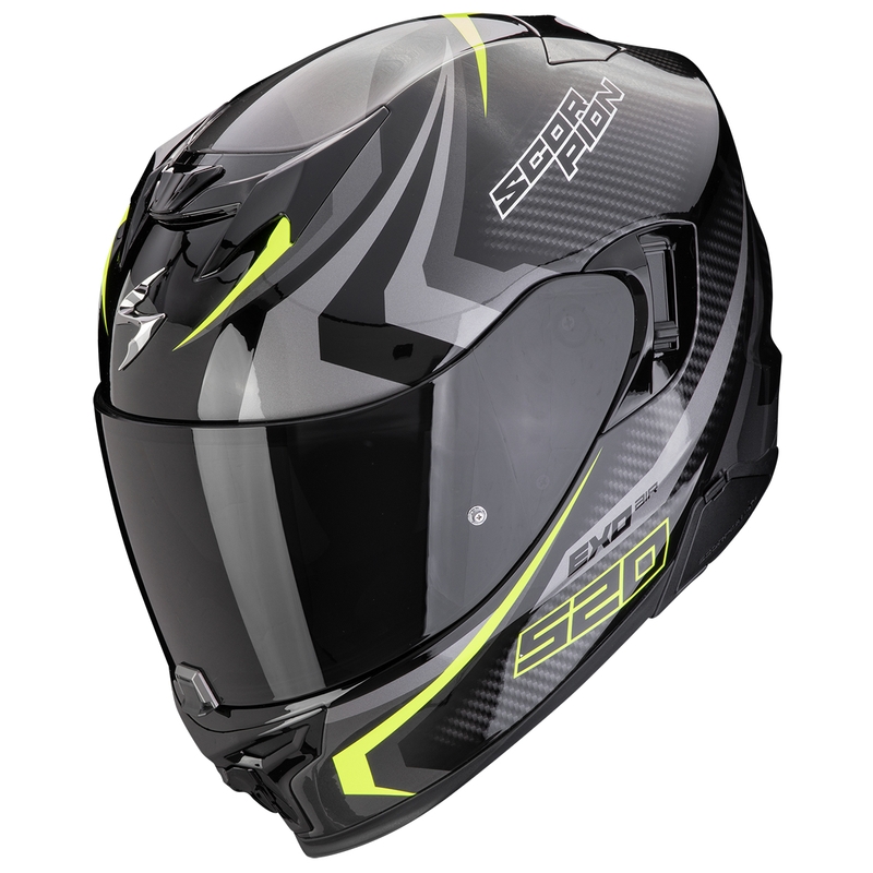 Casque moto intégral Scorpion EXO-520 EVO AIR TERRA noir-argent-jaune fluo soldes