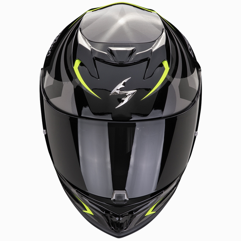 Casque moto intégral Scorpion EXO-520 EVO AIR TERRA noir-argent-jaune fluo soldes