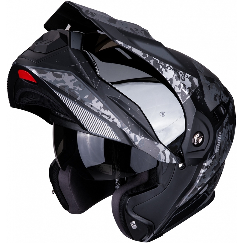Výklopná enduro přilba Scorpion ADX-1 Battleflage černo-stříbrná výprodej
