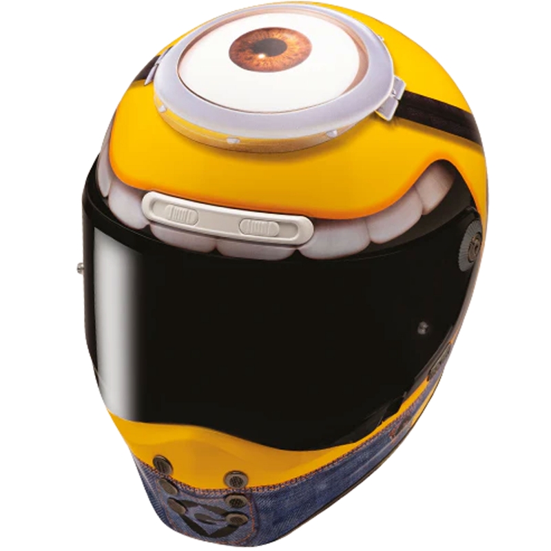 Casque moto intégral HJC V10 Stuart Minions MC3 Jaune-Bleu