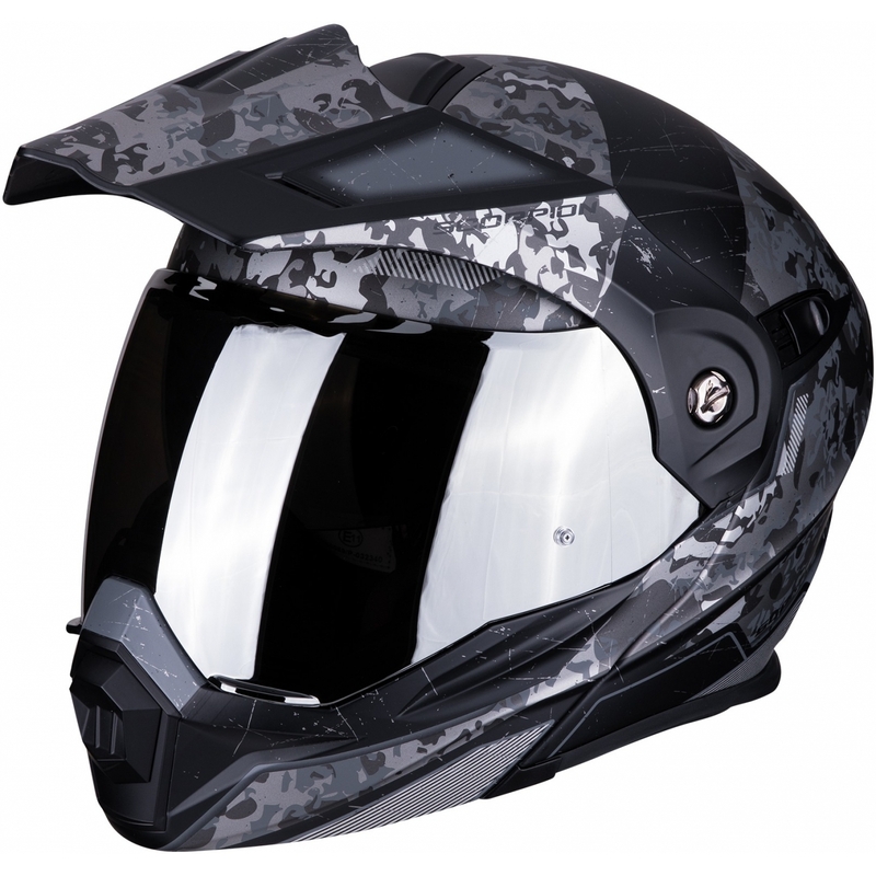 Výklopná enduro přilba Scorpion ADX-1 Battleflage černo-stříbrná výprodej