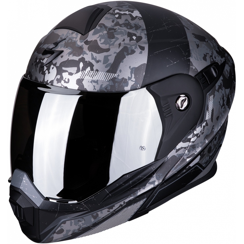 Výklopná enduro přilba Scorpion ADX-1 Battleflage černo-stříbrná výprodej