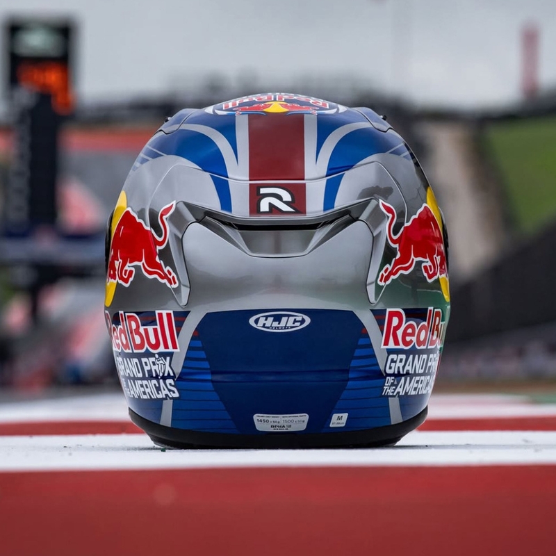 Casque moto intégral HJC RPHA 12 Red Bull Austin GP II MC21 bleu-gris