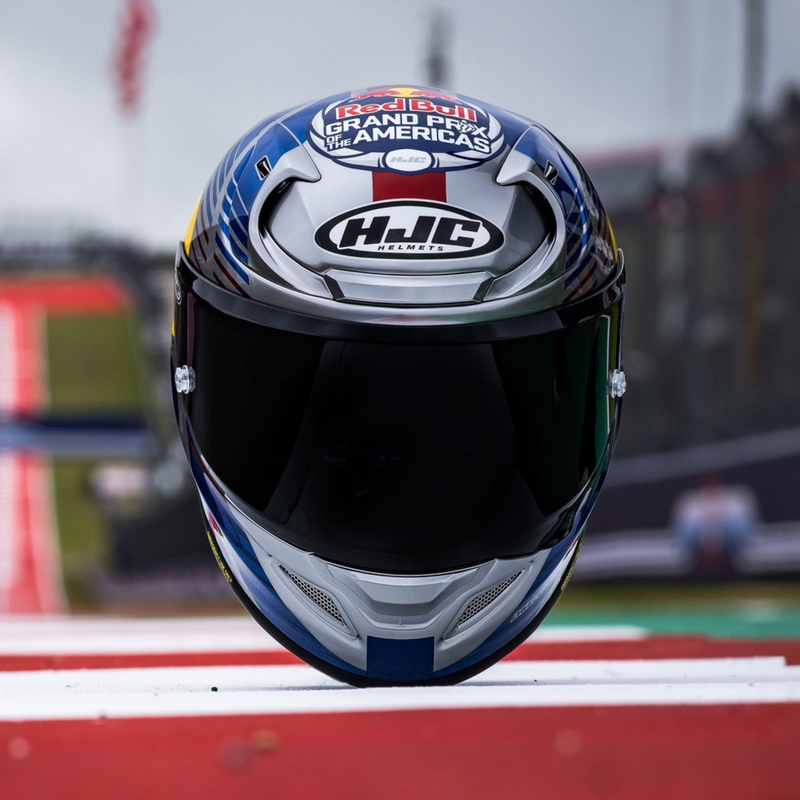 Casque moto intégral HJC RPHA 12 Red Bull Austin GP II MC21 bleu-gris
