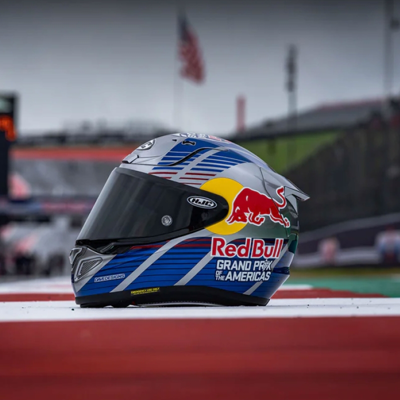 Casque moto intégral HJC RPHA 12 Red Bull Austin GP II MC21 bleu-gris
