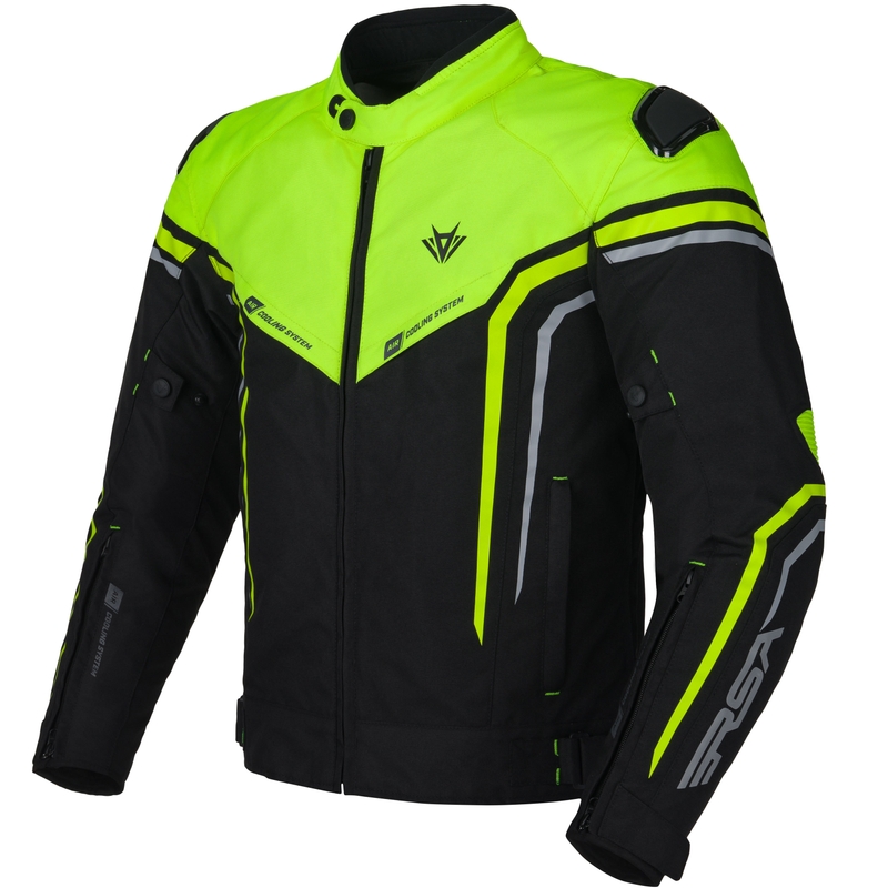 Blouson de moto RSA Compact 2 EVO noir-gris-jaune fluo