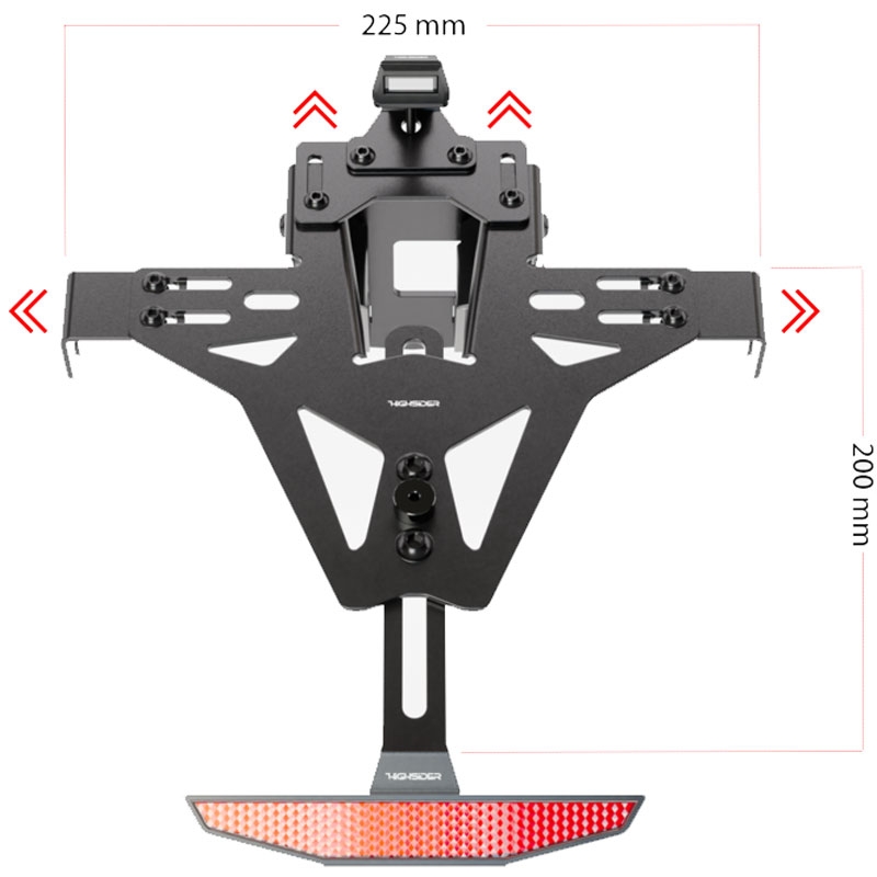 Support de plaque d'immatriculation avec éclairage Highsider Akron RS PRO Aprilia noir