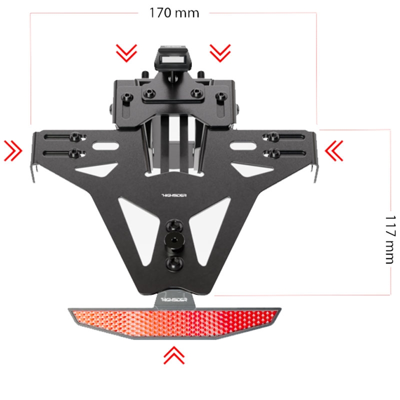 Support de plaque d'immatriculation avec éclairage Highsider Akron RS PRO Aprilia noir