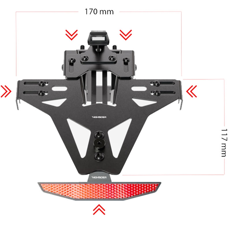 Support de plaque d'immatriculation avec éclairage Highsider License Akron RS PRO KTM 790 DUKE ABS et 890 DUKE R noir