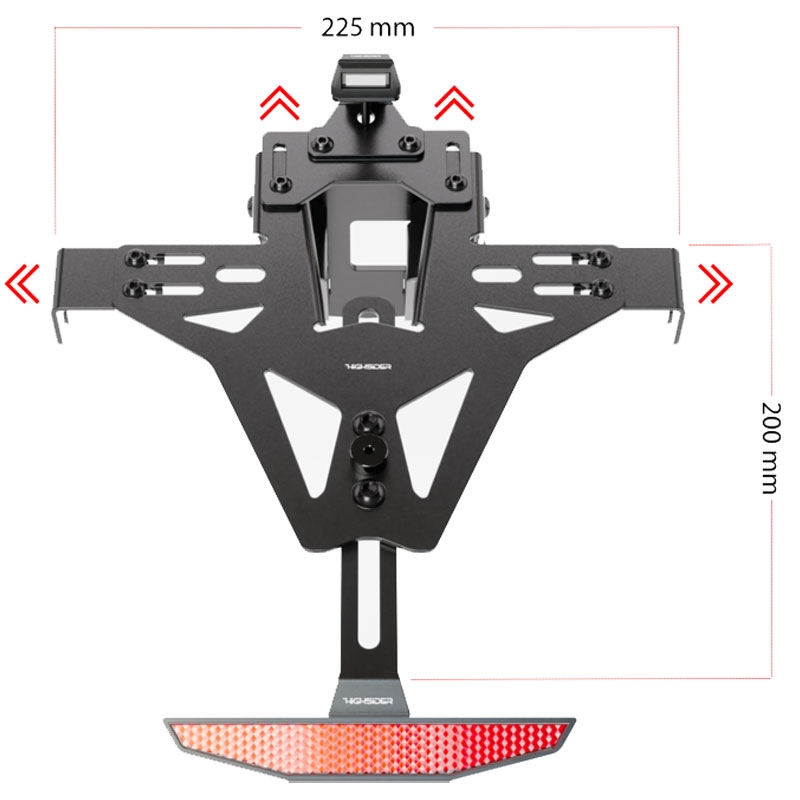 Support de plaque d'immatriculation avec éclairage Highsider License Akron RS PRO KTM 790 DUKE ABS et 890 DUKE R noir