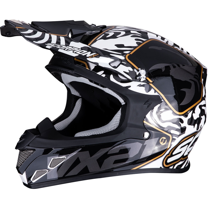 Casque de motocross Scorpion VX-21 Air Gnarly noir et blanc