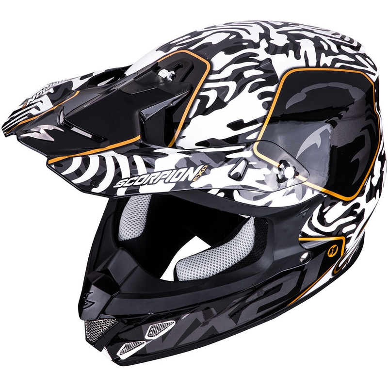 Casque de motocross Scorpion VX-21 Air Gnarly noir et blanc