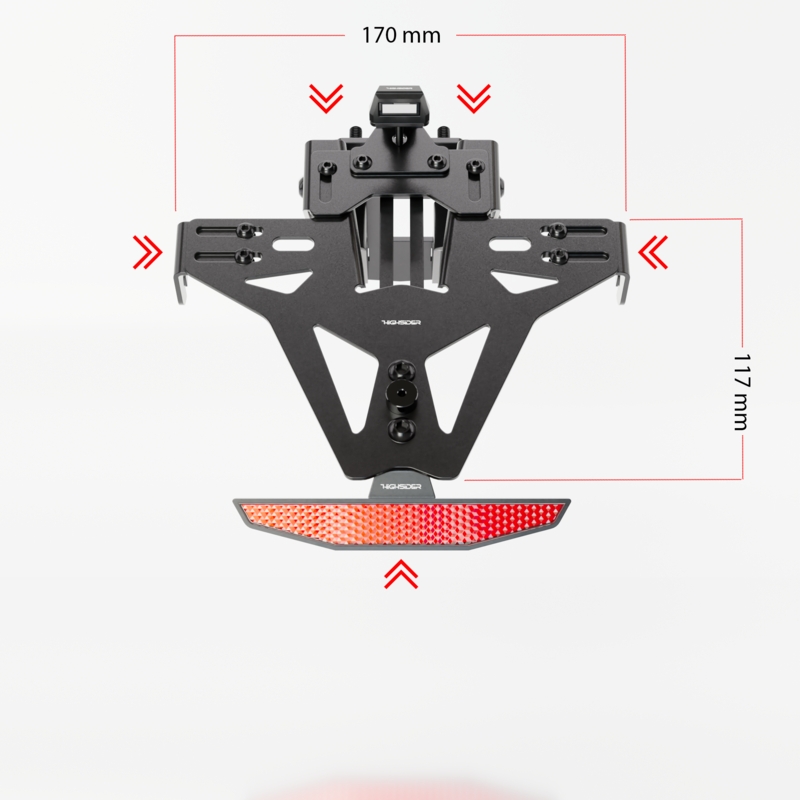 Support de plaque d'immatriculation avec éclairage Highsider Akron RS PRO Kawasaki Ninja 125, Z 125 noir
