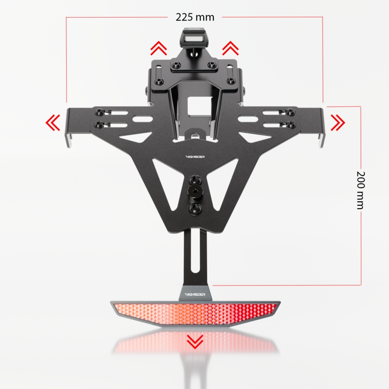 Support de plaque d'immatriculation avec éclairage Highsider Akron RS PRO Kawasaki Ninja 125, Z 125 noir