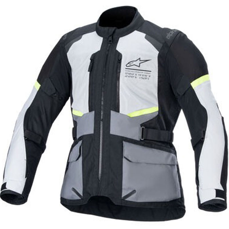 Blouson moto Alpinestars Andes Air Drystar gris clair-gris foncé-noir-jaune fluo