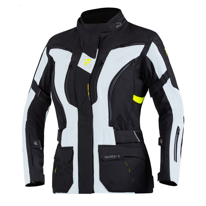 Veste moto femme Rebelhorn Hardy II Gris-Noir-Jaune fluo