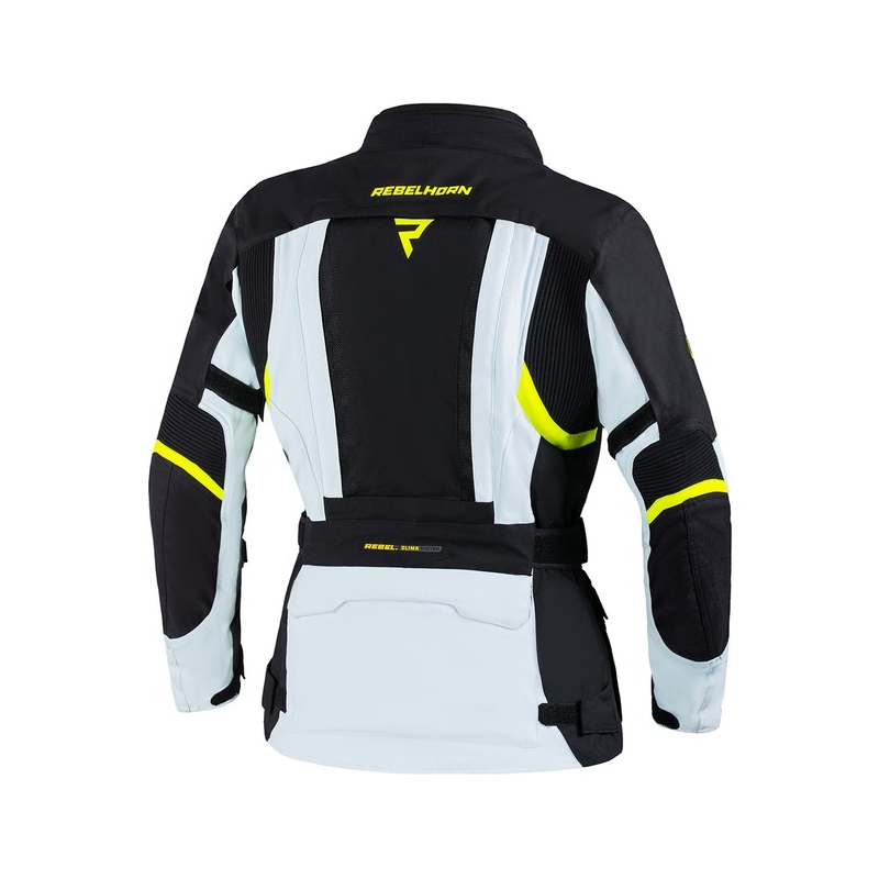 Veste moto femme Rebelhorn Hardy II Gris-Noir-Jaune fluo