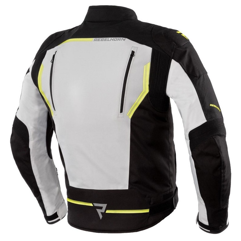 Veste de moto Rebelhorn Borg noir-gris-jaune fluo