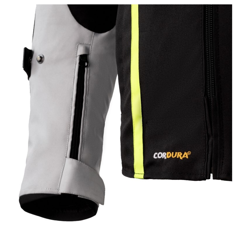 Veste de moto Rebelhorn Borg noir-gris-jaune fluo