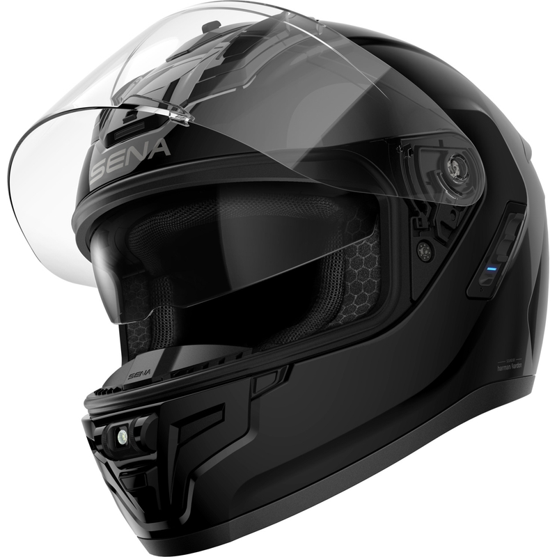 Casque de moto intégral SENA Phantom avec casque en maille, noir mat