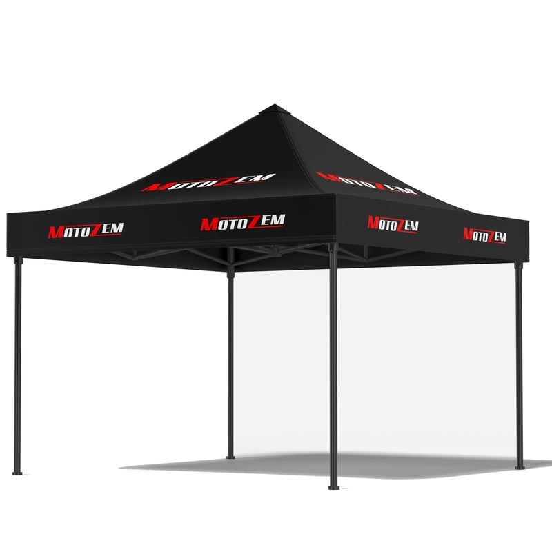Tente de course MotoZem Line sans parois latérales, noire