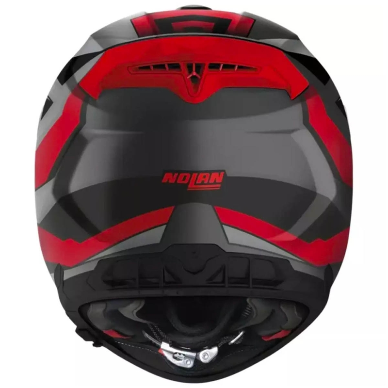 Casque moto intégral Nolan N80-8 Wanted N-com noir-rouge mat