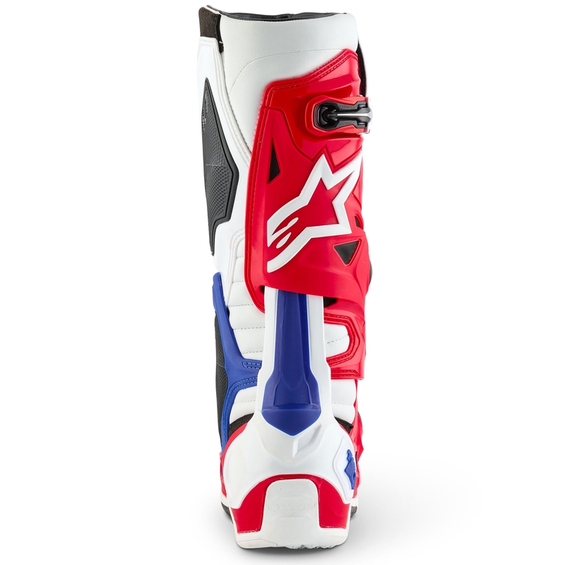 Bottes de moto Alpinestars Tech 10 Édition limitée FORTITUDE Blanc-Bleu-Rouge