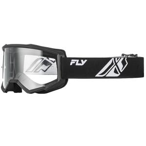 Lunettes de motocross FLY Racing Focus pour enfants, noires et blanches, avec plexiglas transparent