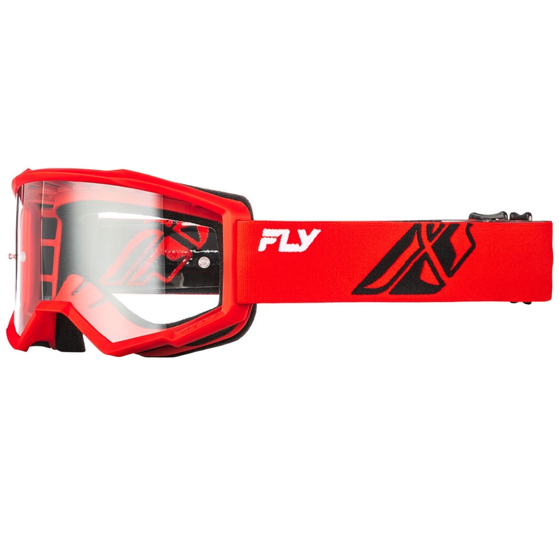 Lunettes de motocross pour enfants FLY Racing Focus rouge-noir avec plexiglas transparent