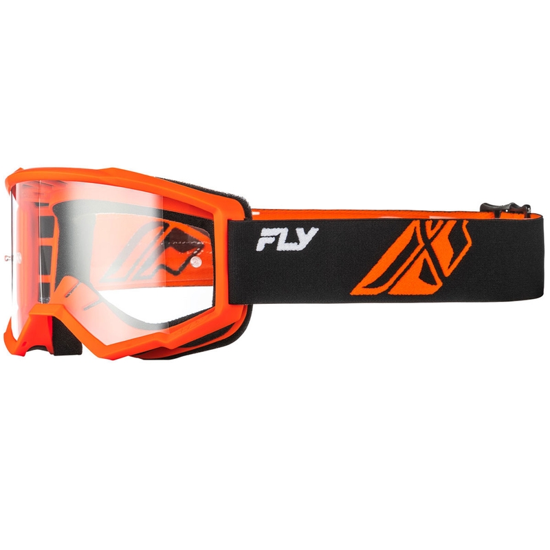 Lunettes de motocross FLY Racing Focus noir-orange II pour enfants avec plexiglas transparent
