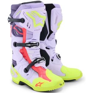 Bottes de moto Alpinestars Tech 10 Supervented violet-jaune fluo-rose