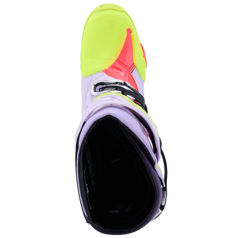 Bottes de moto Alpinestars Tech 10 Supervented violet-jaune fluo-rose