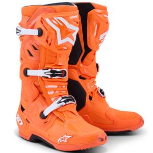 Bottes moto Alpinestars Tech 10 Supervented orange fluo-noir-blanc