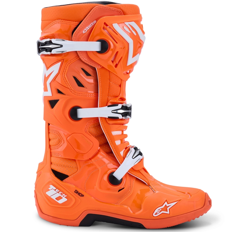 Bottes moto Alpinestars Tech 10 Supervented orange fluo-noir-blanc