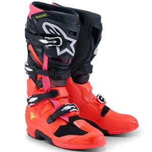 Bottes moto Alpinestars Tech 7 noir-rouge fluo-rose fluo