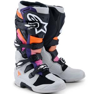 Bottes moto Alpinestars Tech 7 noir-gris clair-orange fluo-dégradé