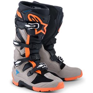 Bottes moto Alpinestars Tech 7 Enduro Noir-Gris foncé-Orange fluo