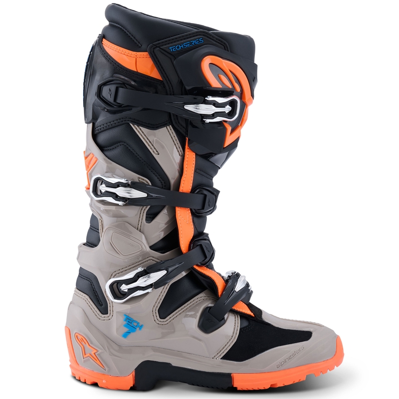 Bottes moto Alpinestars Tech 7 Enduro Noir-Gris foncé-Orange fluo